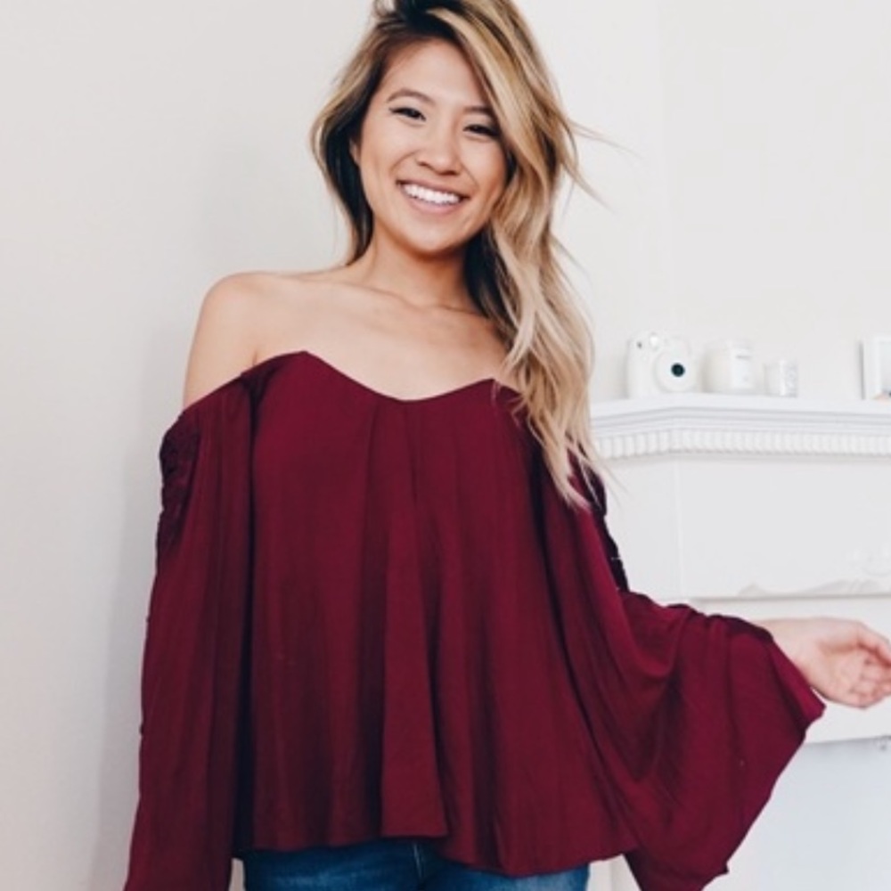 Maroon Off Shoulder Top